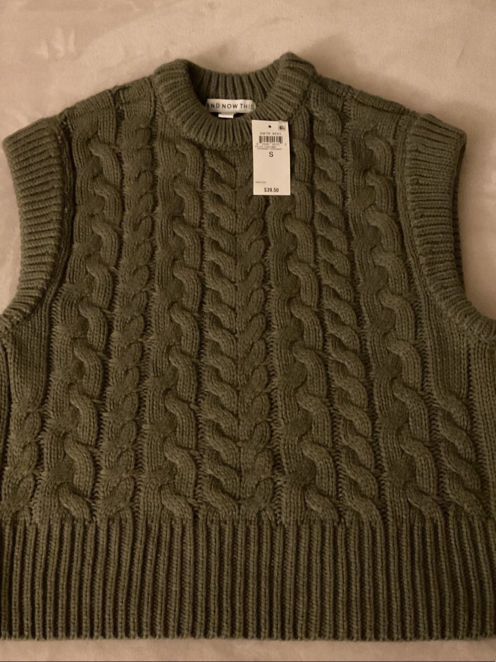 And Now This Olive Cable-Knit Crewneck Sweater Vest - Men's